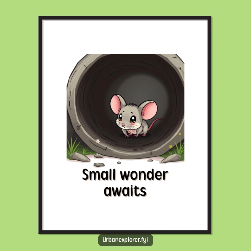 Funny Mouse Poster: Curious Exploration Art for Whimsical Decor