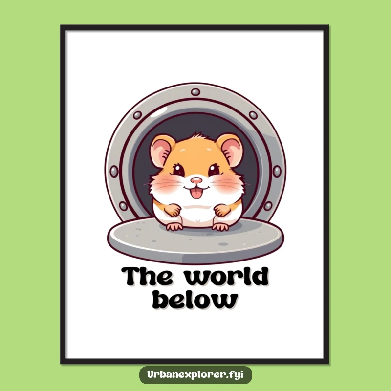 Funny Hamster Manhole Poster: Hilarious Art for Secret Keepers, Perfect Funny Gift!