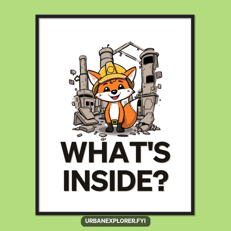 Funny Fox Factory Explorer Poster - Hilarious Industrial Art Print