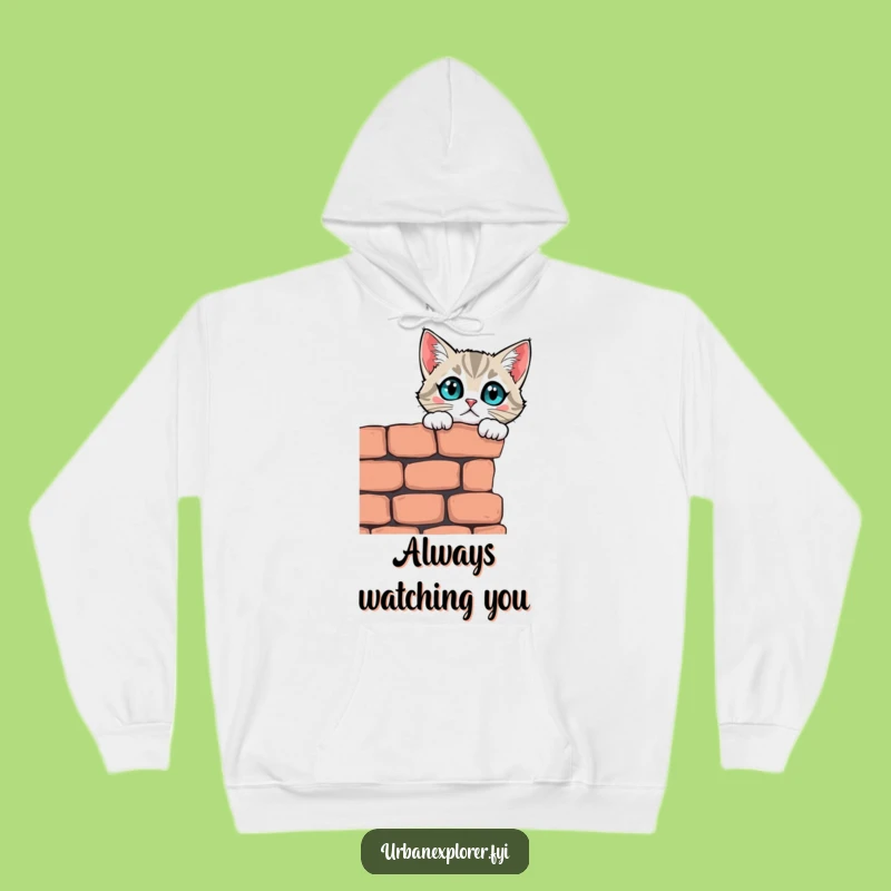 Cozy Funny Curious Cat Wall Hoodie: Stay Warm, Stay Wondering!