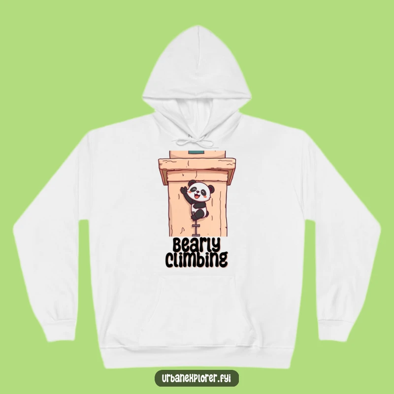 Funny Kawaii Panda Climber Hoodie - Cozy, Joyful Character Sweatshirt