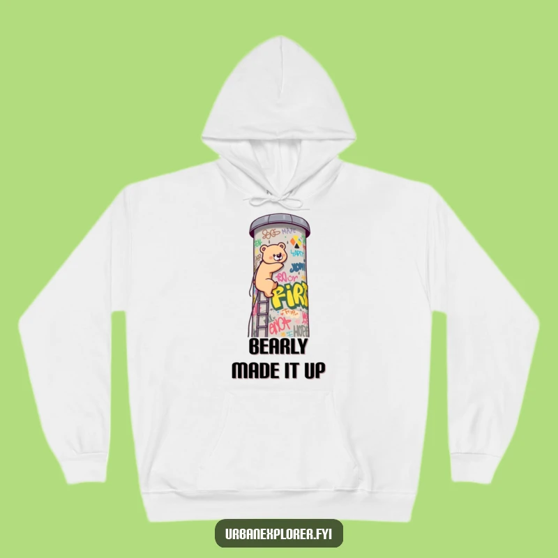 Funny Kawaii Bear Graffiti Tower Hoodie - Cozy & Hilarious Adventure Wear