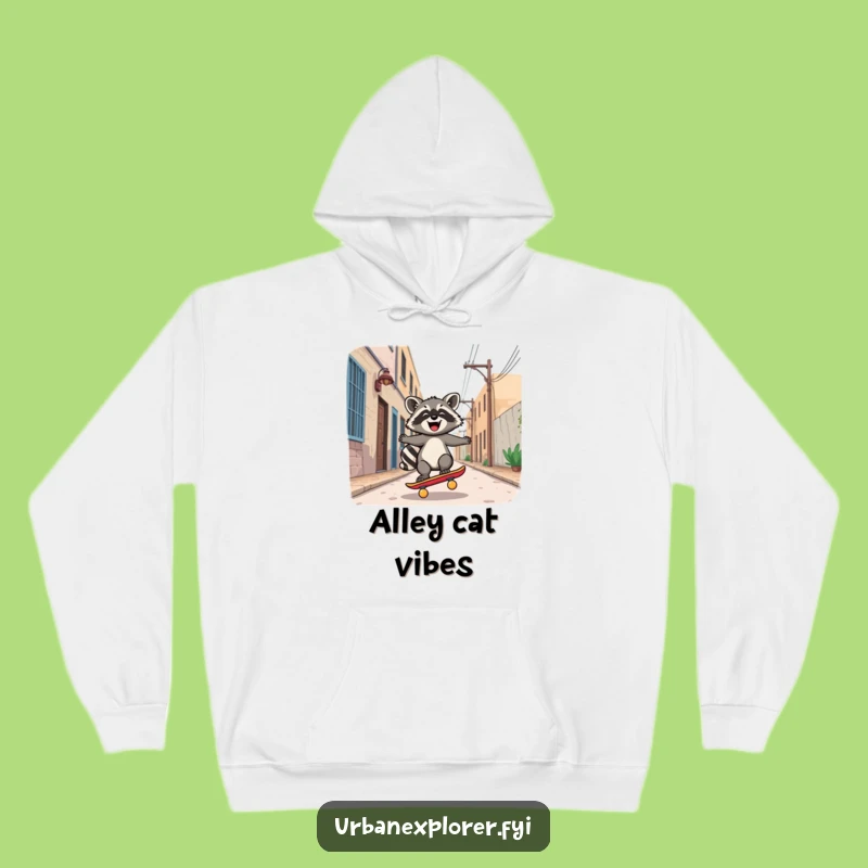 Cozy Funny Kawaii Raccoon Skateboard Hoodie: Joyful Alley Rider!