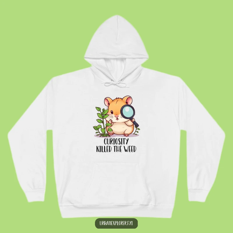 Funny Hamster Magnifying Glass Hoodie: Curious Weed Examiner Comfort