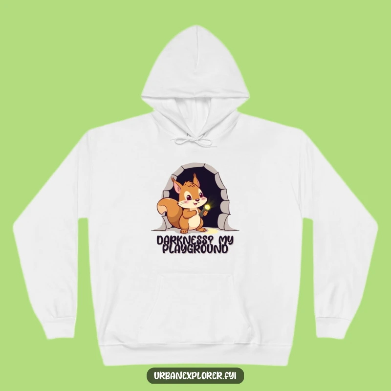 Funny Squirrel Explorer Hoodie: Cozy Brave Adventurer with Flashlight, Great Funny Gift