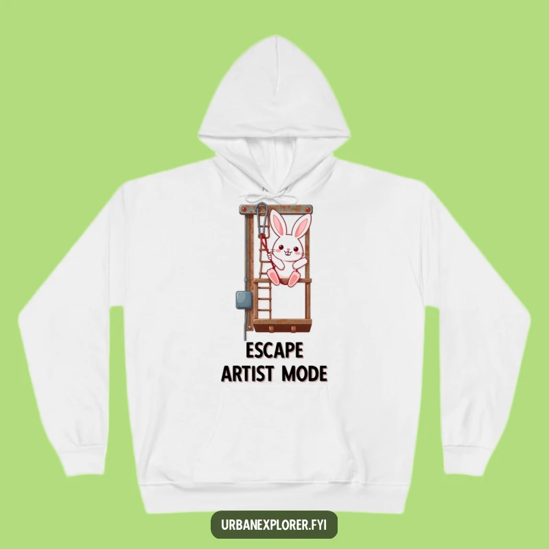 Funny Kawaii Bunny Hoodie: Cozy Rappelling Fire Escape Sweatshirt, Ideal Funny Gift