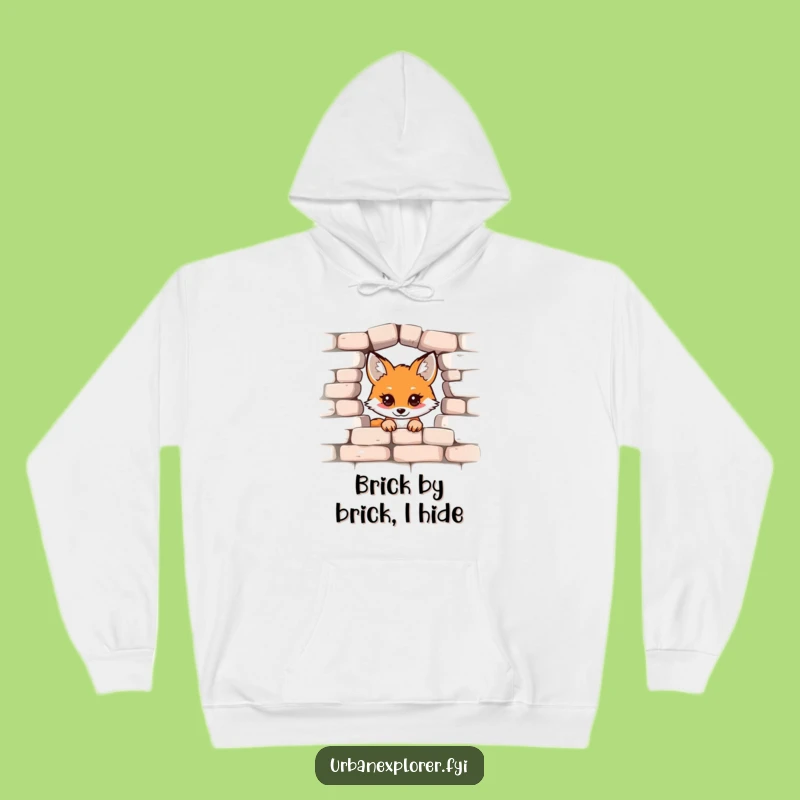 Funny Kawaii Fox Hoodie: Cozy Peek-a-Boo Brick Wall Sweatshirt, Ideal Funny Gift