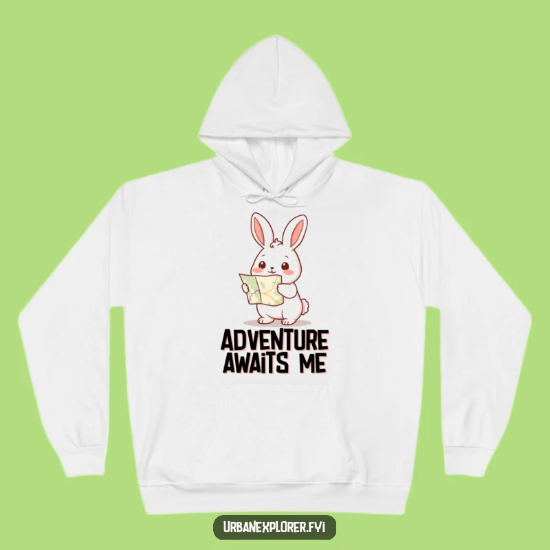 Funny Kawaii Rabbit Map Hoodie: Cozy Journey Ahead, Warm Adventure Gift