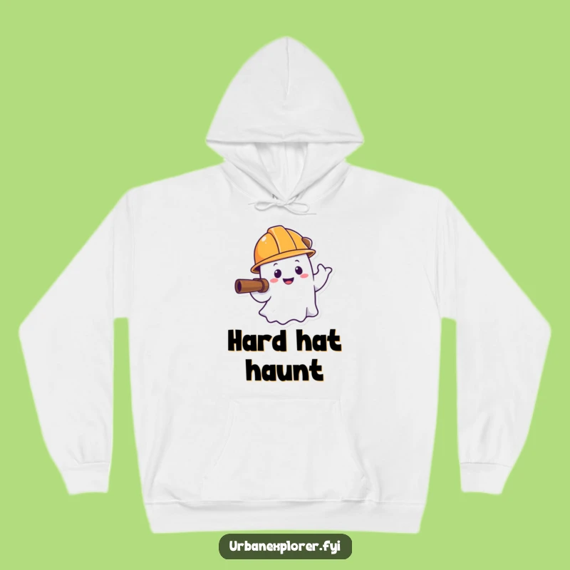 Cozy Ghost Hard Hat Hoodie: Warm Cartoon Comfort for Friendly Spirits