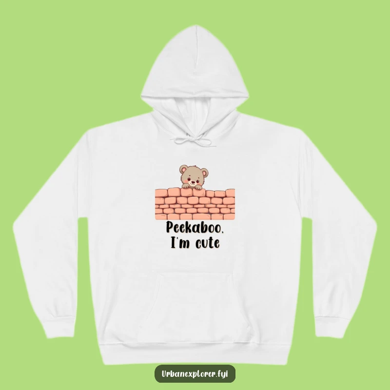 Cozy Funny Bear Cub Hoodie: Tiny Cub Peeker, Warm & Funny Gift Apparel