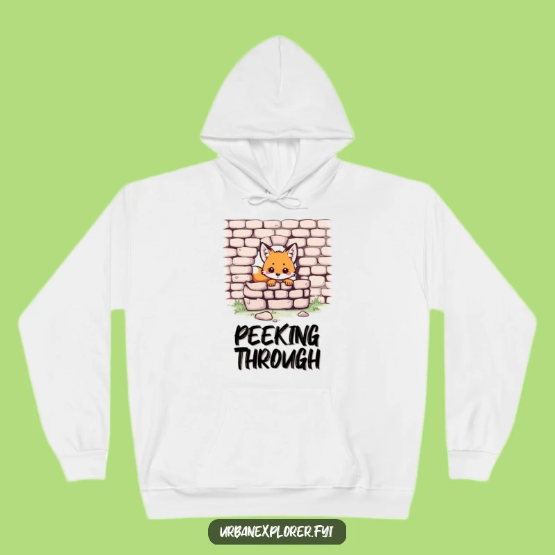 Funny Kawaii Fox Hoodie: Cozy Brick Peek, Warm & Cute Gift for Fans