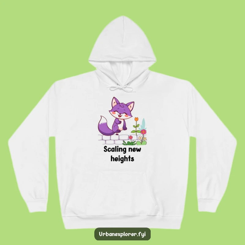 Warm & Funny Purple Fox Hoodie: Cozy Up with a Grinning Wall Climber!