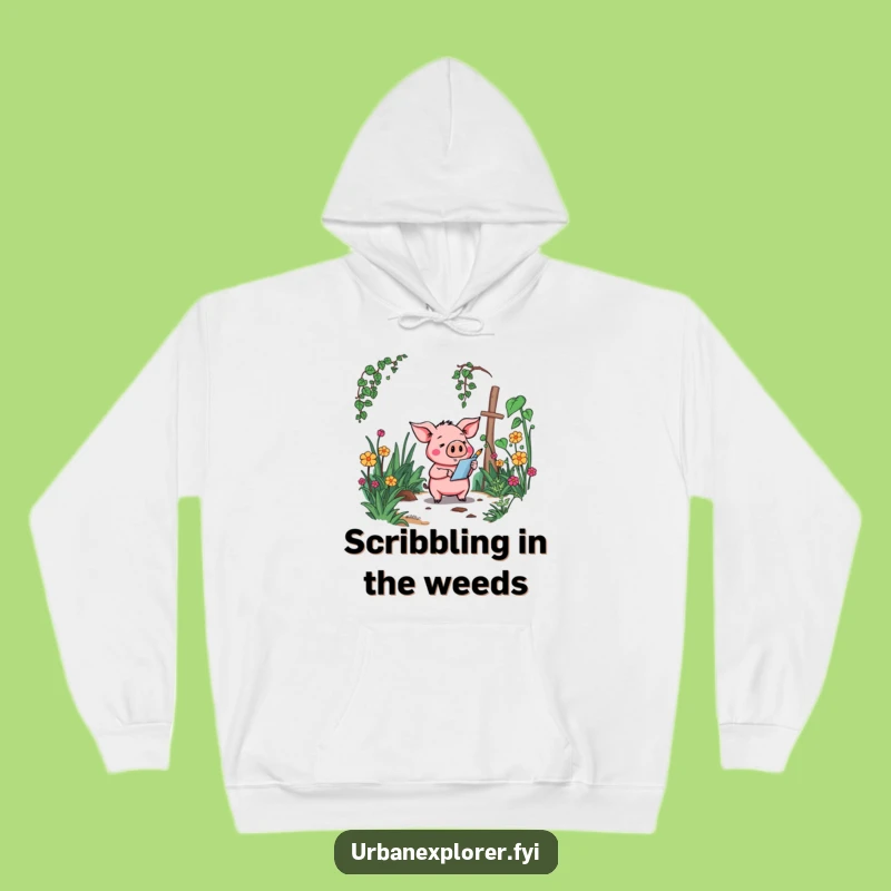 Cozy Funny Pig Hoodie: Garden Sketch Style, a Warm Humorous Gift