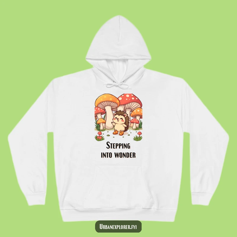 Funny Hedgehog Mushroom Hoodie: Cozy Forest Adventure, Tiny Boots' Warmth, Ideal Funny Gift!