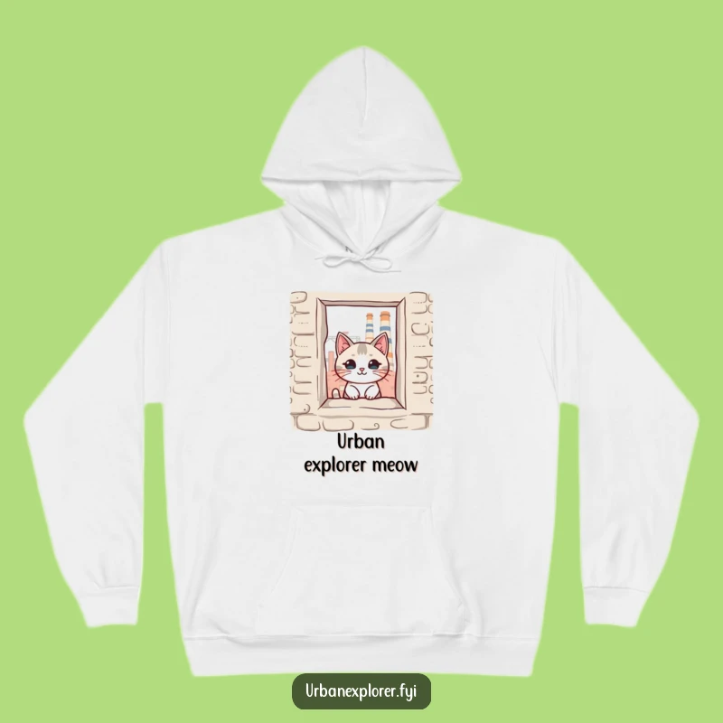 Cozy Funny Kawaii Cat Hoodie - Warm & Hilarious Old Factory Adventure Wear