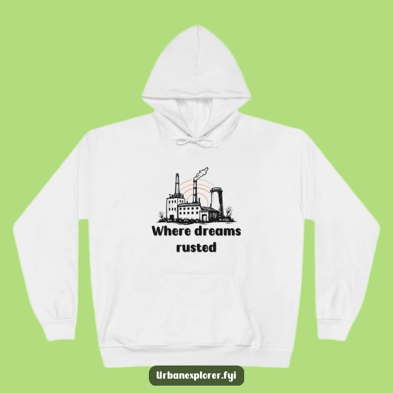 Cozy Forgotten Factory Sunset Hoodie: Warm Cartoon Comfort for Reflective Souls