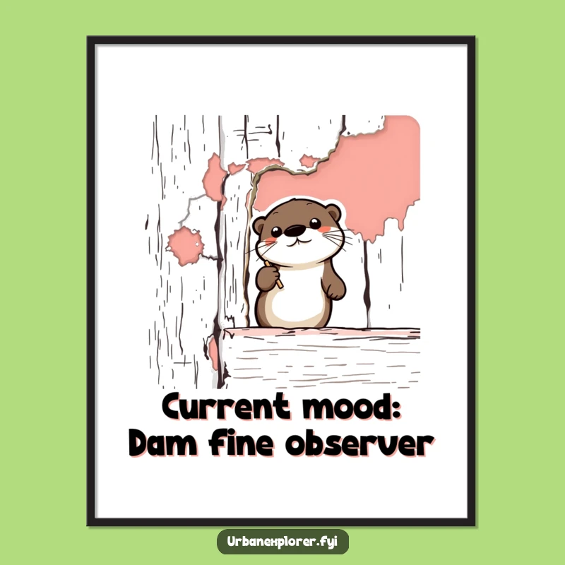 Free Printable Wall Art: Otter Documenting Paint - Quirky Vintage Decor