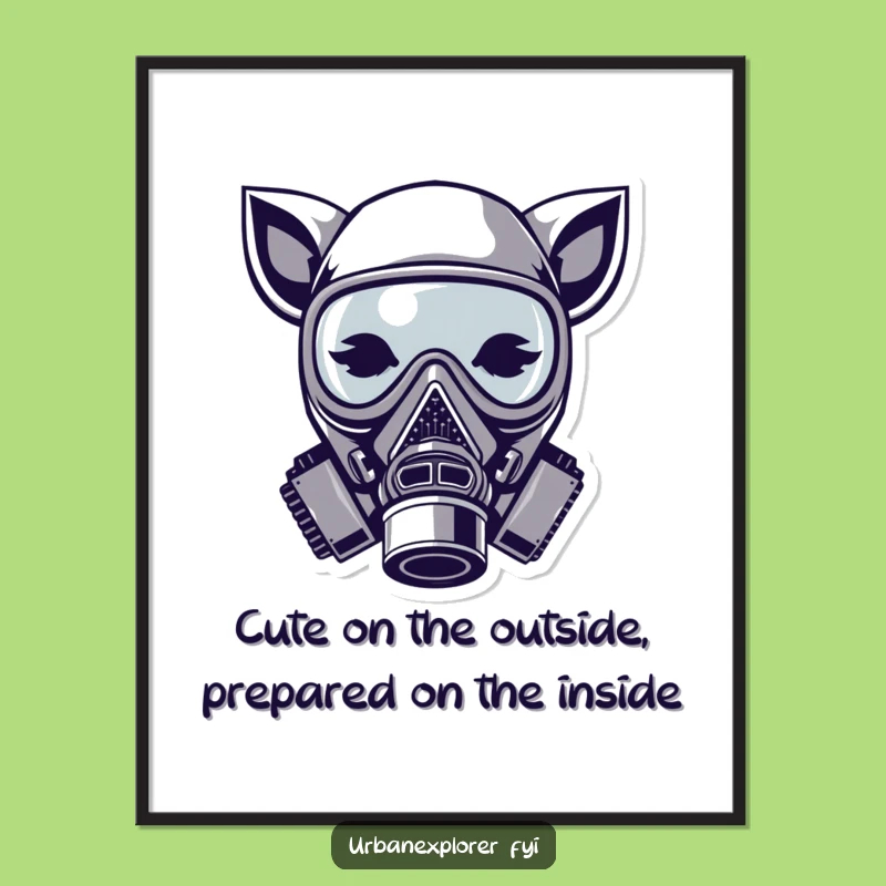 Funny Animal Ears Gas Mask Art: Free Printable Downloadable Decor with Quirky Style!