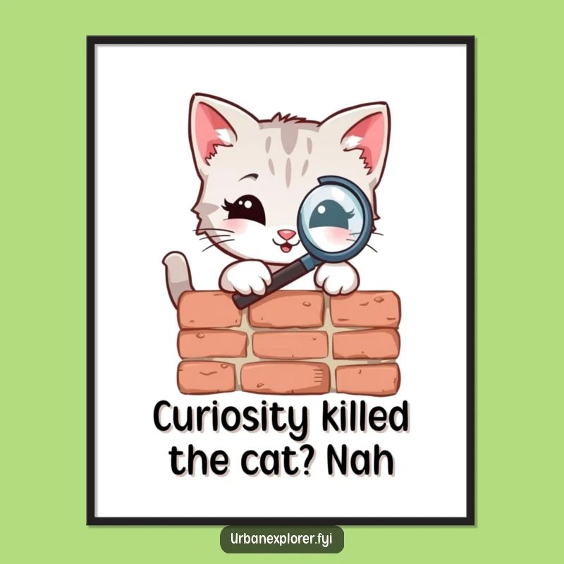 Free Printable Kitten Wall Art: Curious Exploration of Bricks for Whimsical Home Decor