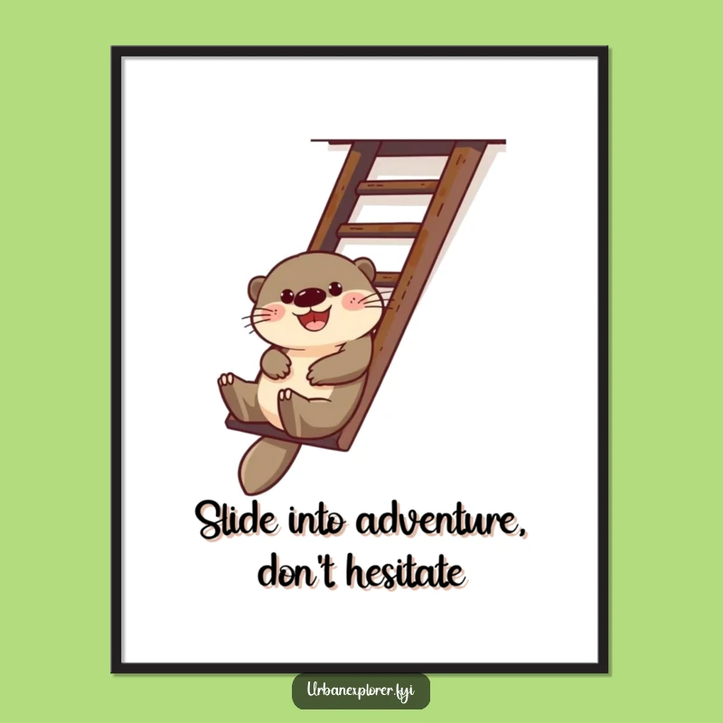 Free Printable Otter Fire Escape Wall Art: Funny Downloadable Decor for Urban Playfulness