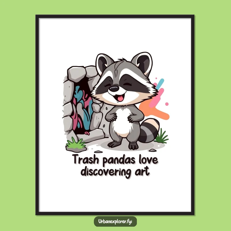 Free Printable Raccoon Street Art Wall Art - Funny Downloadable Decor for Urban Vibes