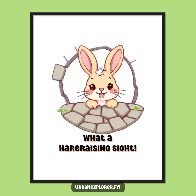 Free Printable Wall Art: Bunny Peeking Through Grate Funny Downloadable Decor!