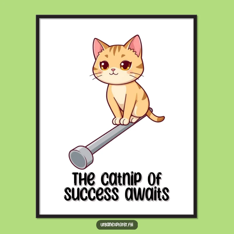 Free Printable Wall Art: Determined Cat's Balance, Hilarious Downloadable Decor for a Laugh