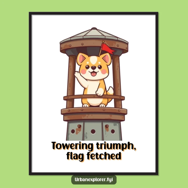 Free Printable Wall Art: Dog's Triumphant Tower View - Downloadable Decor