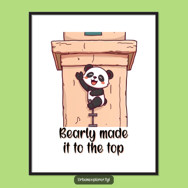 Free Printable Wall Art: Kawaii Panda Ascent, Funny Downloadable Decor for Inspiration