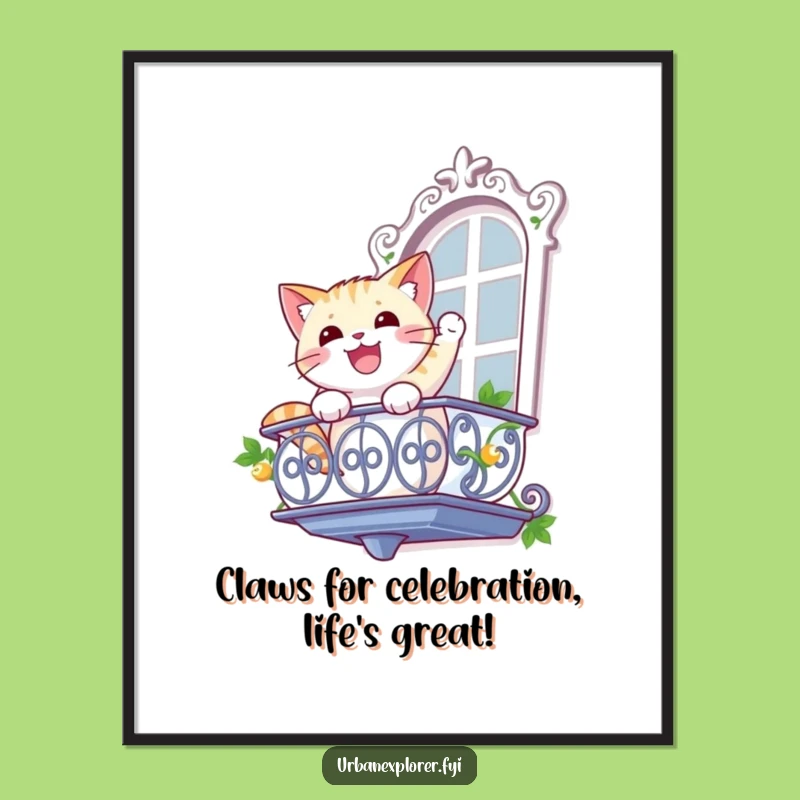 Funny Free Printable Wall Art: Determined Rapping Cat Adventure Decor