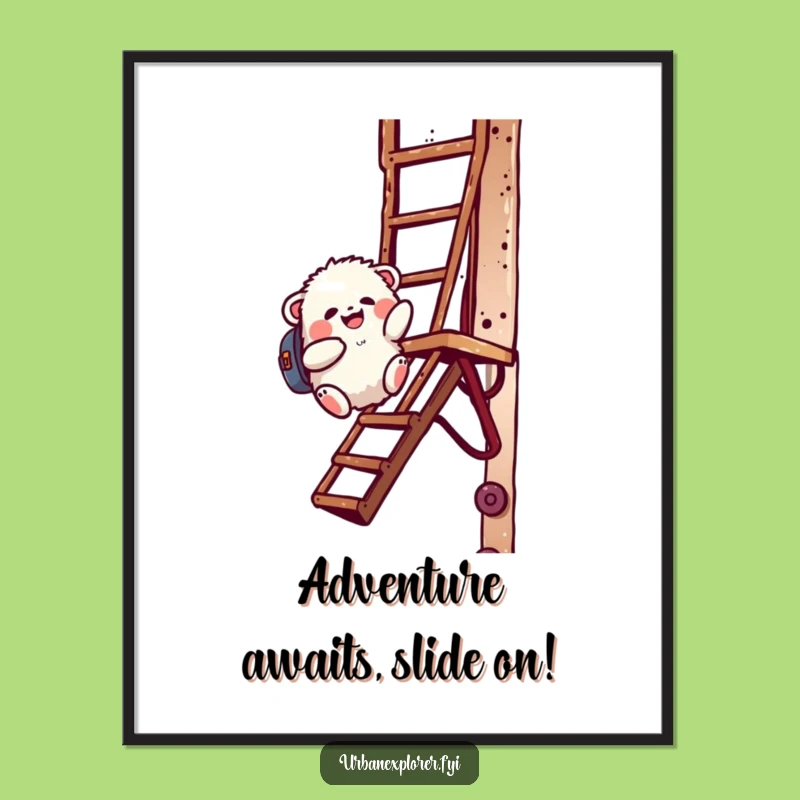 Funny Free Printable Wall Art: Energetic Fluffy Creature Sliding Downloadable Decor