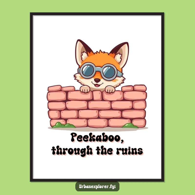Funny Free Printable Wall Art: Goggle Fox Peeking Decor