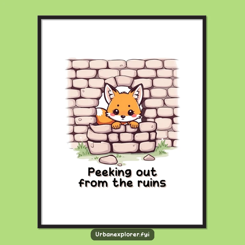 Funny Free Printable Wall Art: Kawaii Fox Peeking, Whimsical Downloadable Decor for Kids