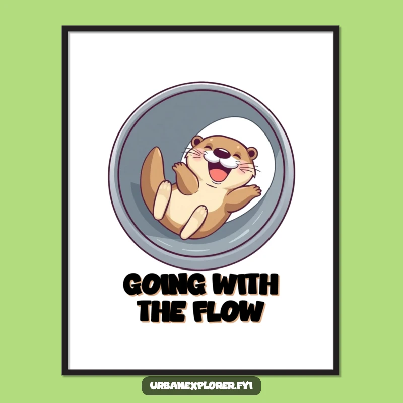 Free Printable Otter Wall Art: Funny Sliding Pipe Decor