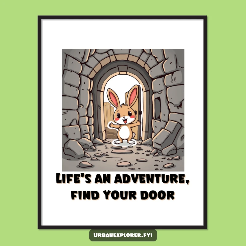 Free Printable Wall Art: Rabbit's Secret Door - Urban Exploration Decor