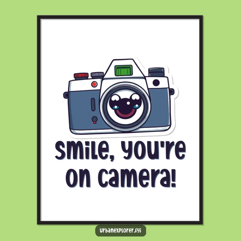 Funny Free Printable Wall Art: Surprised Camera, Quirky Retro Downloadable Decor!