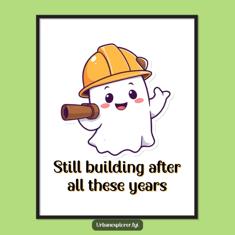 Funny Ghost Wall Art: Free Printable Downloadable Art of a Hard Hat Explorer!
