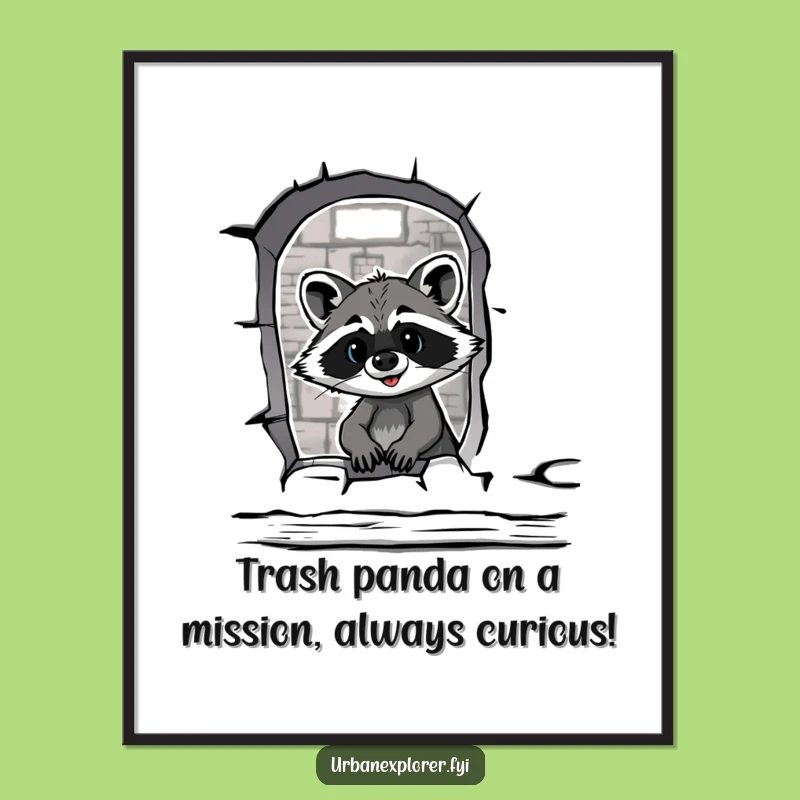 Free Printable Wall Art: Funny Raccoon Spy, Warehouse Intrigue, Downloadable Industrial Decor