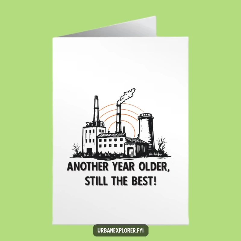 Retro Factory Birthday Card: Free Printable Sunset Vibes for a Nostalgic Celebration!