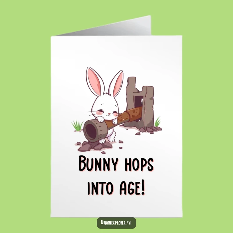 Free Printable Birthday Card: Bunny's Discovery, Funny Downloadable Gift