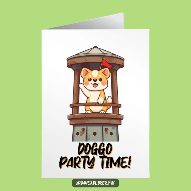 Free Printable Birthday Card: Dog's Tower Triumph - Downloadable Gift