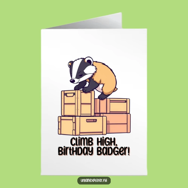 Free Printable Badger Birthday Card: Determined Climb, Funny Downloadable Gift