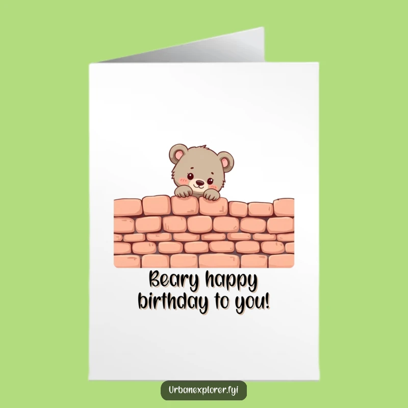 Free Printable Bear Cub Birthday Card: Funny Downloadable Gift for a Peek of Joy
