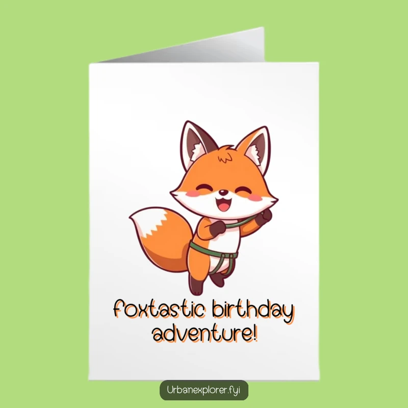 Free Printable Birthday Card: Fox Grappling Adventure, Hilarious Downloadable Gift for Thrill-Seekers