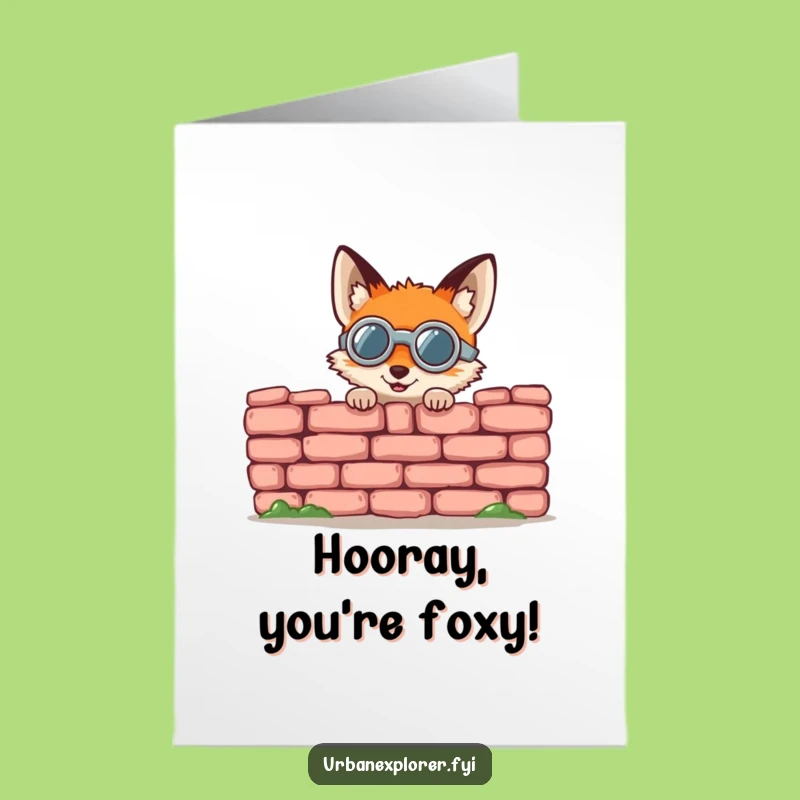 Free Printable Birthday Card: Goggle Fox Peeking Birthday Cheer