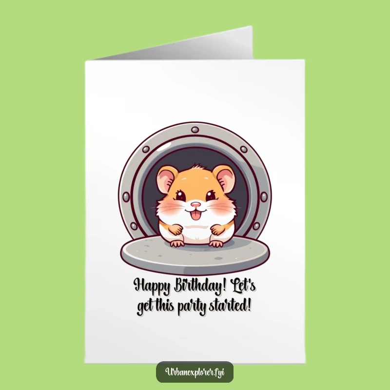 Free Printable Birthday Card: Hamster Under Manhole Cover Surprise