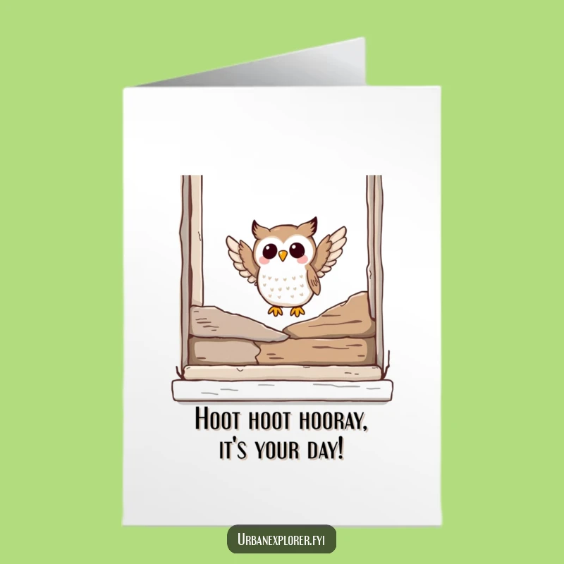 Free Printable Birthday Card: Joyful Owl, Funny Downloadable Gift for Owl Lovers