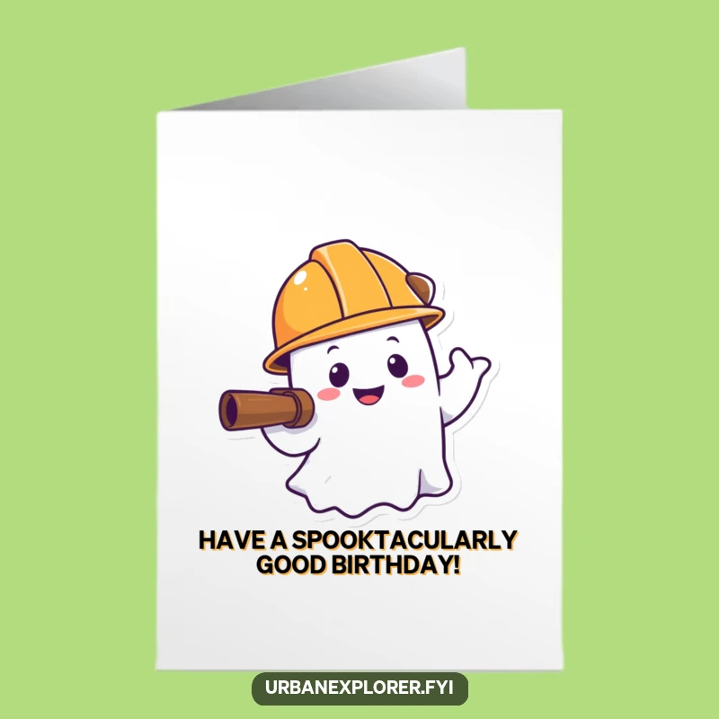 Funny Ghost Birthday Card: Free Printable Hard Hat Ghost's Construction Celebration!