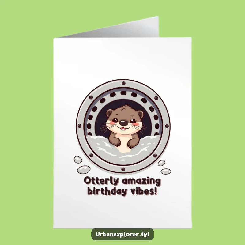 Funny Free Printable Birthday Card: Grinning Otter from Grate, Unique Downloadable Gift
