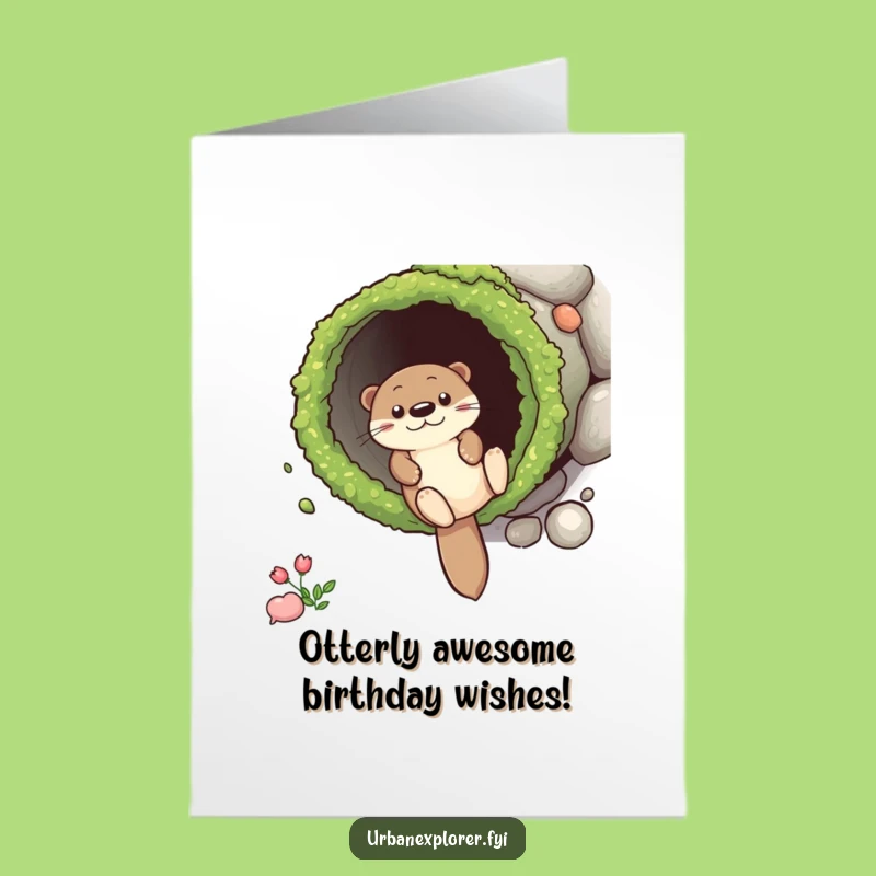 Free Printable Otter Birthday Card: Hilarious Sliding Fun for a Downhill Celebration